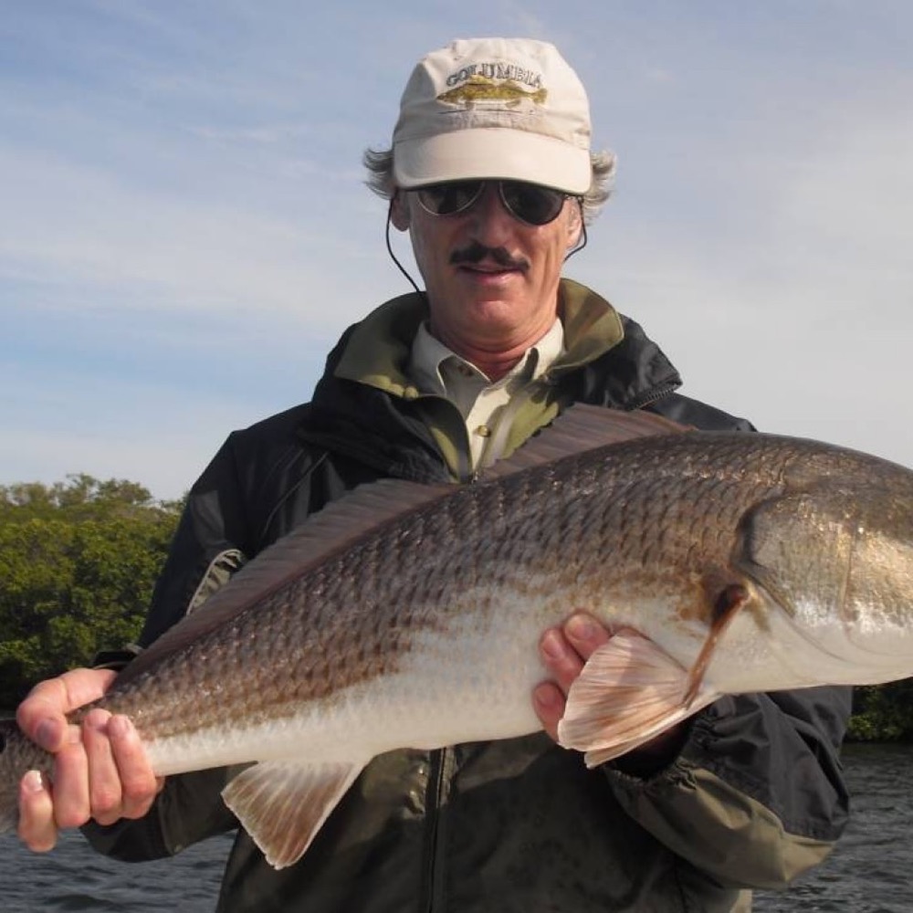 A bull redfish caught on the flats